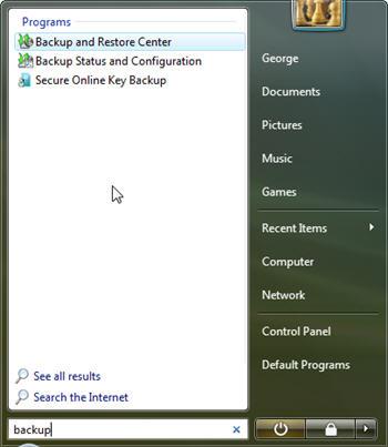 Microsoft Vista Backup And Restore Center