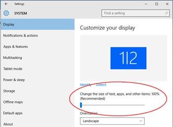 increase text size windows 7